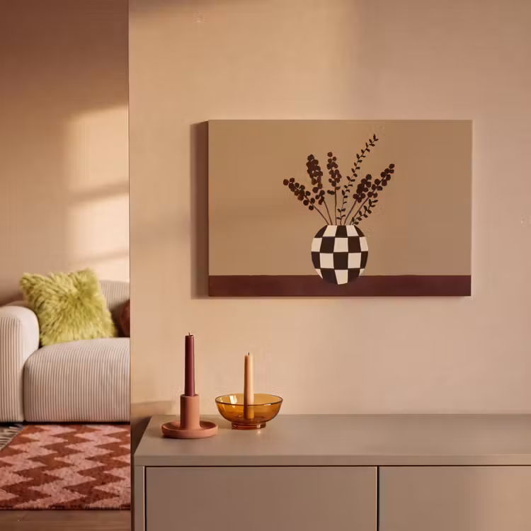 Canvas schilderij - Minimalistisch - Vaas - Bloemen - Bruin — 2
