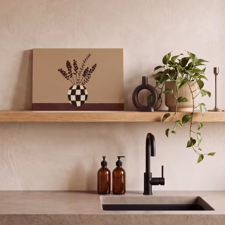 Canvas schilderij - Minimalistisch - Vaas - Bloemen - Bruin — 3