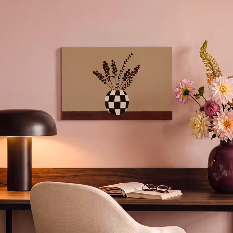 Canvas schilderij - Minimalistisch - Vaas - Bloemen - Bruin — 4
