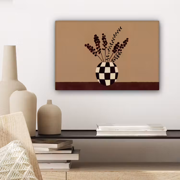 Canvas schilderij - Minimalistisch - Vaas - Bloemen - Bruin — 5