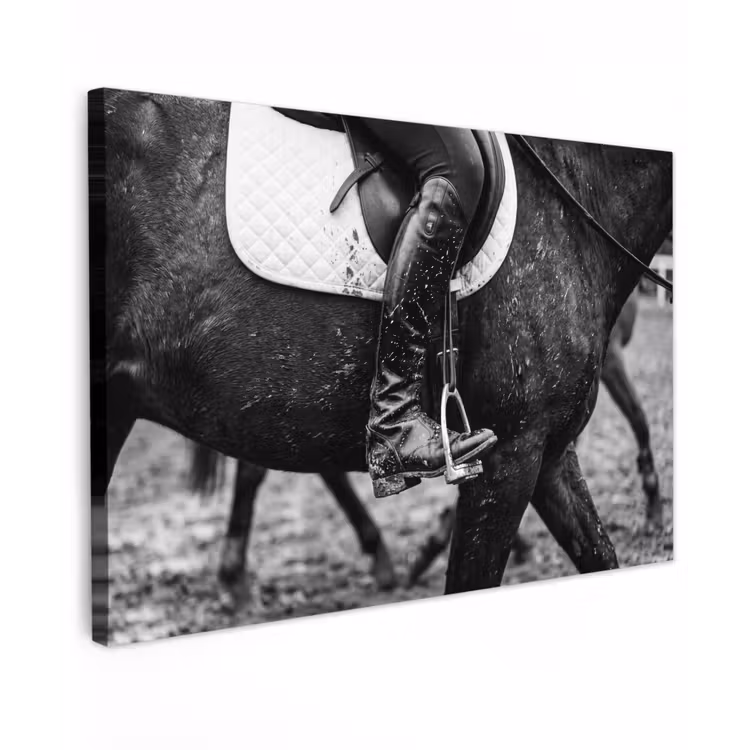 Canvas schilderij - Paard - Sport - Zwart - Wit — 1