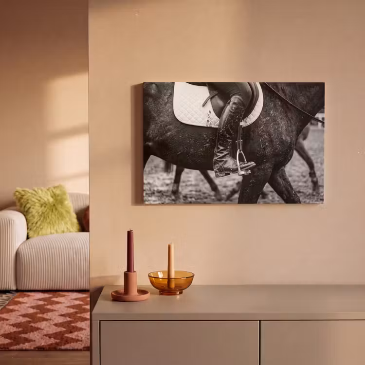 Canvas schilderij - Paard - Sport - Zwart - Wit — 2