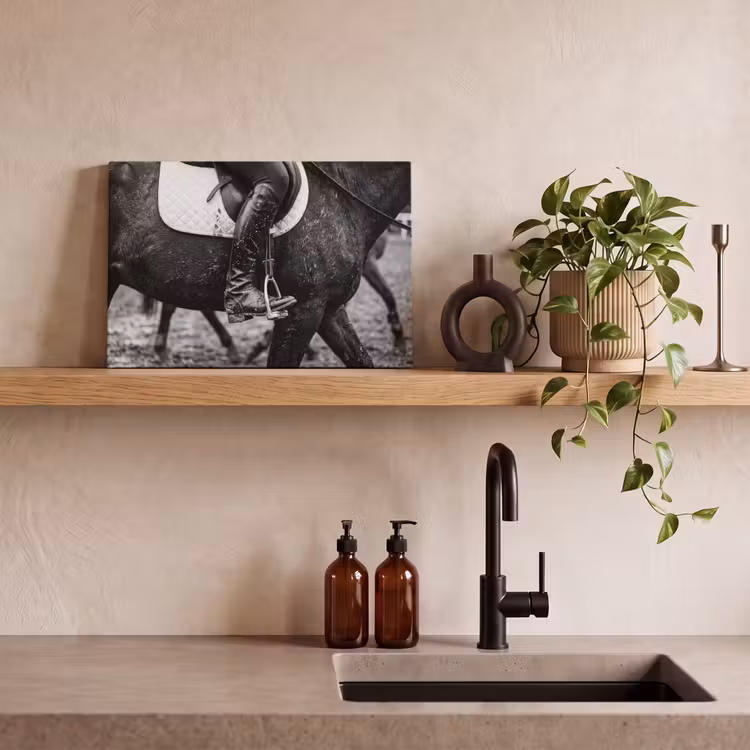 Canvas schilderij - Paard - Sport - Zwart - Wit — 3