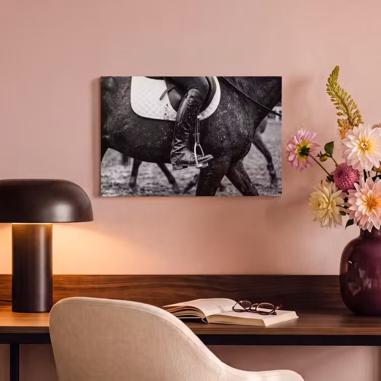 Canvas schilderij - Paard - Sport - Zwart - Wit — 4