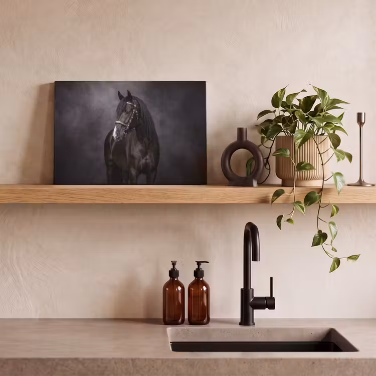 Canvas schilderij - Portret - Paard - Zwart — 3