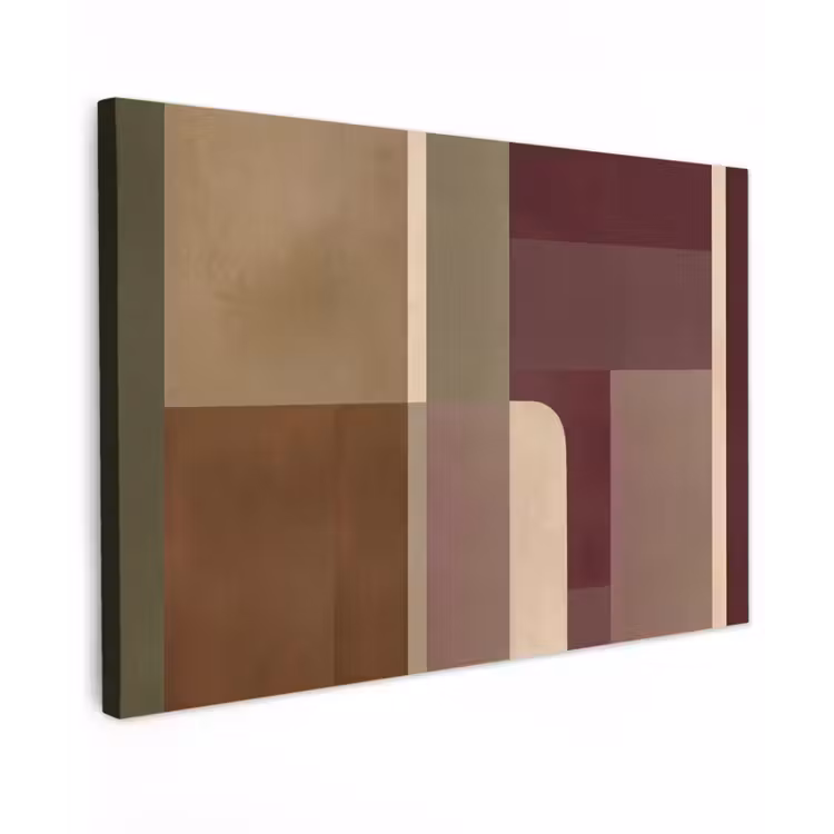 Canvas schilderij - Vlakken - Abstract - Bordeaux - Lijnen — 1
