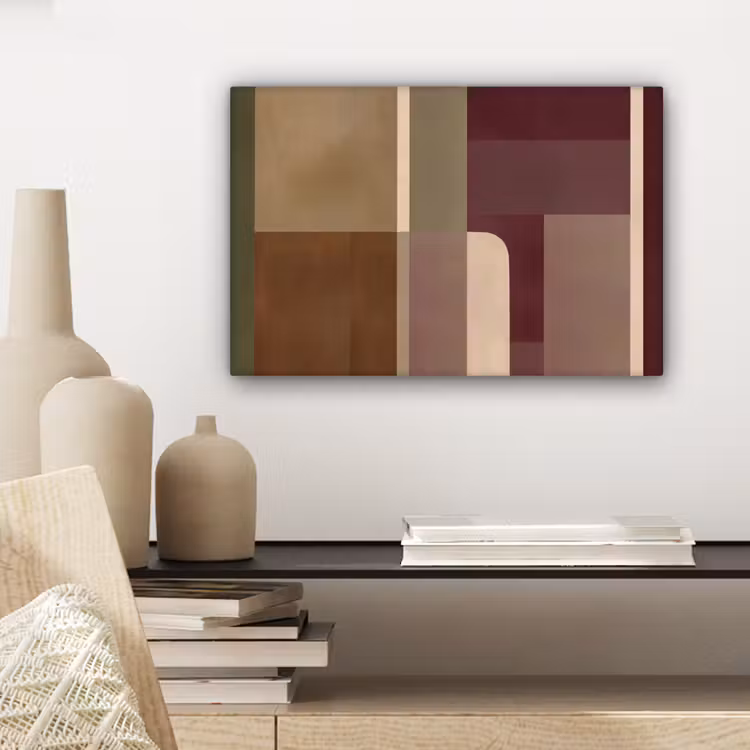 Canvas schilderij - Vlakken - Abstract - Bordeaux - Lijnen — 5