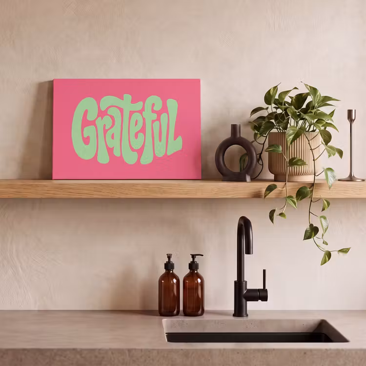 Canvas schilderij - Grateful - Groen - Grafisch - Vloeiend — 3