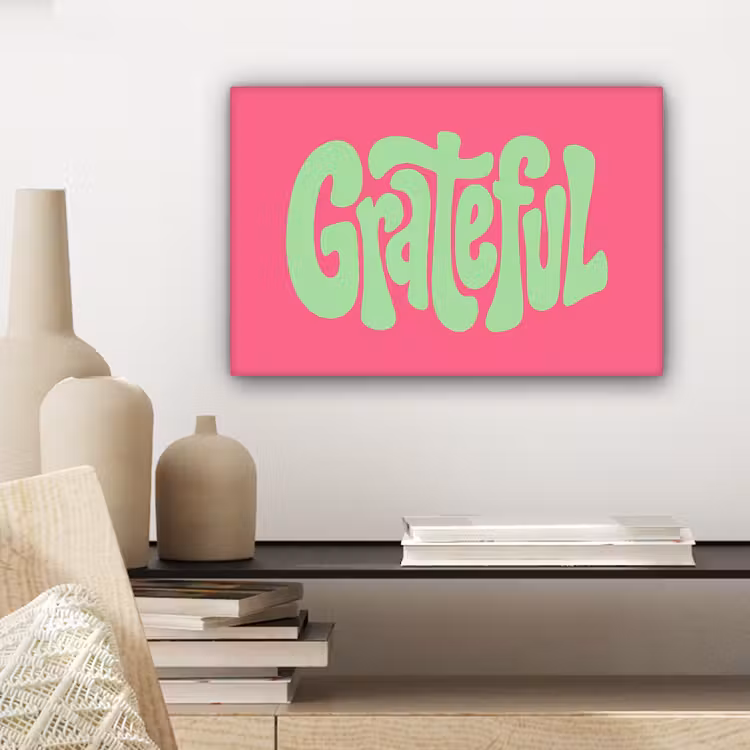 Canvas schilderij - Grateful - Groen - Grafisch - Vloeiend — 5