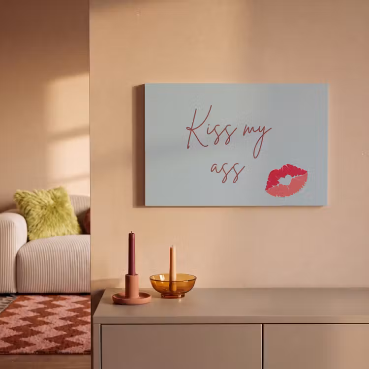 Canvas schilderij - Kiss my ass - Lip - Blauw — 2