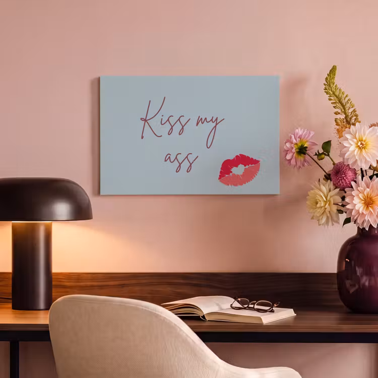Canvas schilderij - Kiss my ass - Lip - Blauw — 4