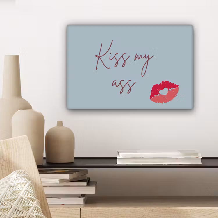 Canvas schilderij - Kiss my ass - Lip - Blauw — 5