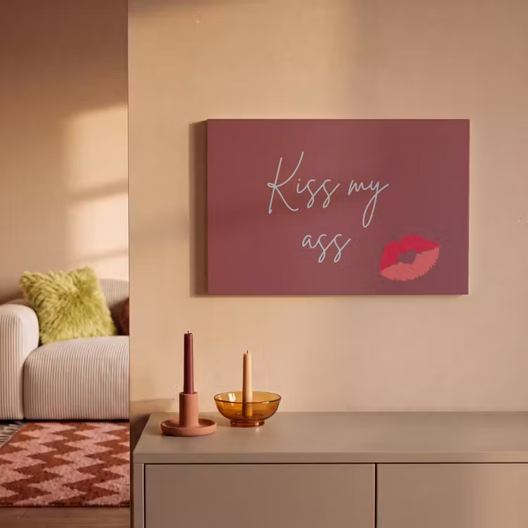 Canvas schilderij - Kiss my ass - Lip - Bordeaux — 2