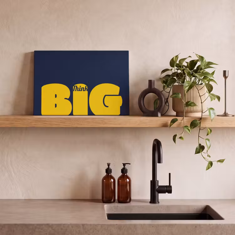 Canvas schilderij - Think big - Blauw - Geel — 3