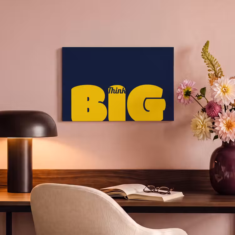 Canvas schilderij - Think big - Blauw - Geel — 4