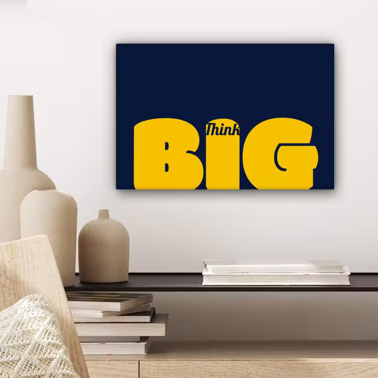 Canvas schilderij - Think big - Blauw - Geel — 5