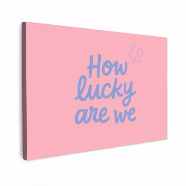 Canvas schilderij - How lucky are we - Klavervier - Roze - Blauw — 1