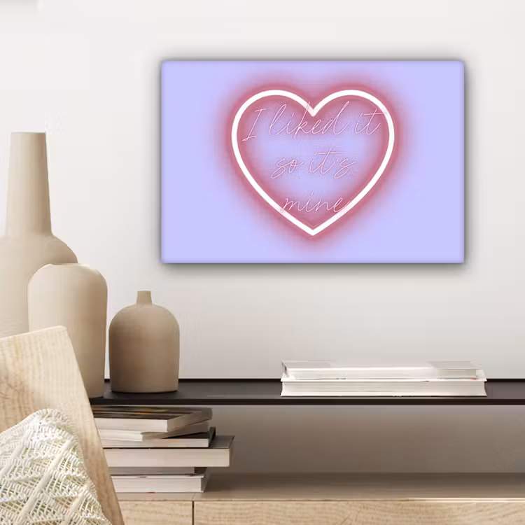Canvas schilderij - I liked it so it's mine - Neon hart - Paars — 5