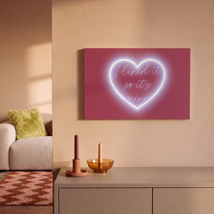 Canvas schilderij - I liked it so it's mine - Neon hart - Roze — 2