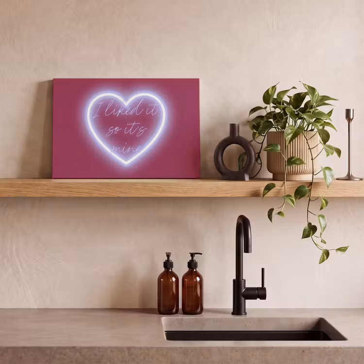 Canvas schilderij - I liked it so it's mine - Neon hart - Roze — 3