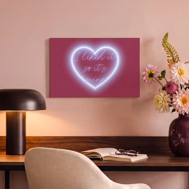 Canvas schilderij - I liked it so it's mine - Neon hart - Roze — 4