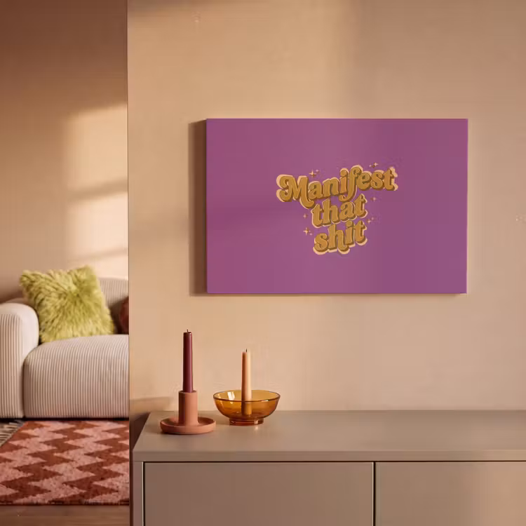 Canvas schilderij - Manifest that shit - Paars - Glitter — 2