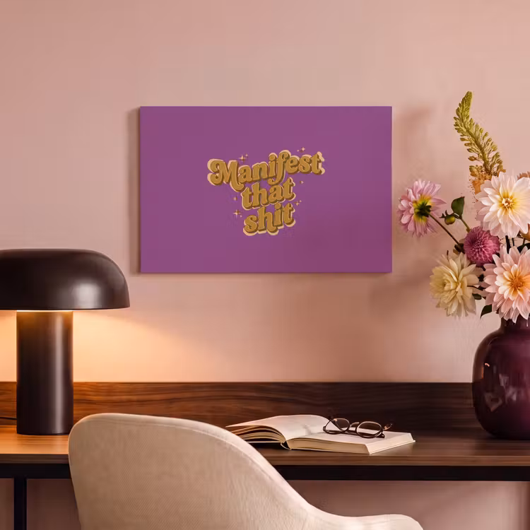 Canvas schilderij - Manifest that shit - Paars - Glitter — 4