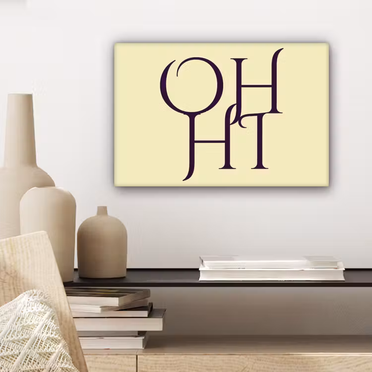 Canvas schilderij - Oh hi - Geel - Monogram — 5