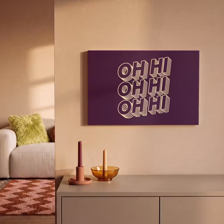 Canvas schilderij - Oh hi - Paars - 3D — 2