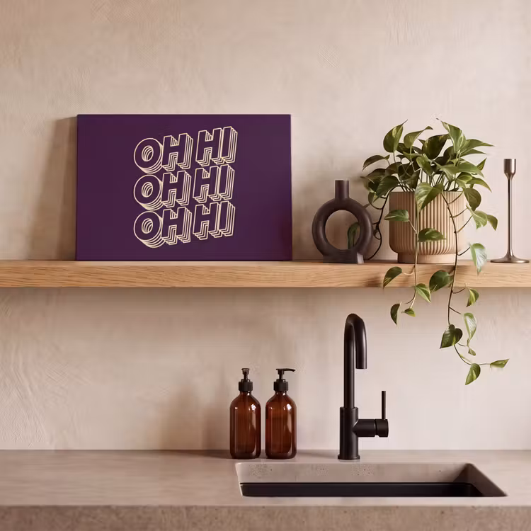 Canvas schilderij - Oh hi - Paars - 3D — 3