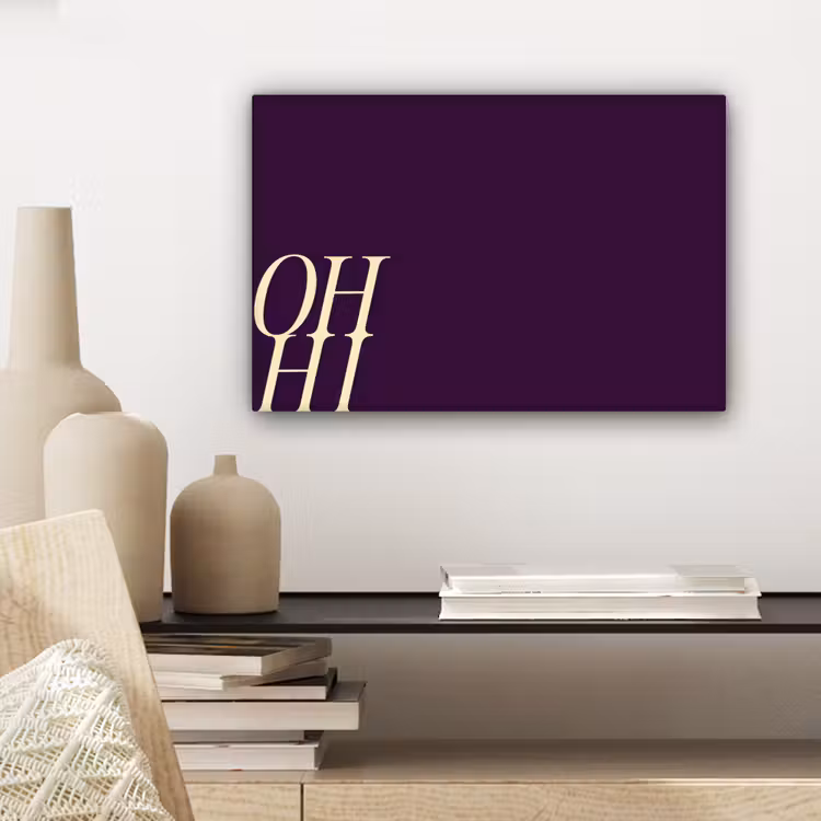 Canvas schilderij - Oh hi - Paars - Cursief — 5