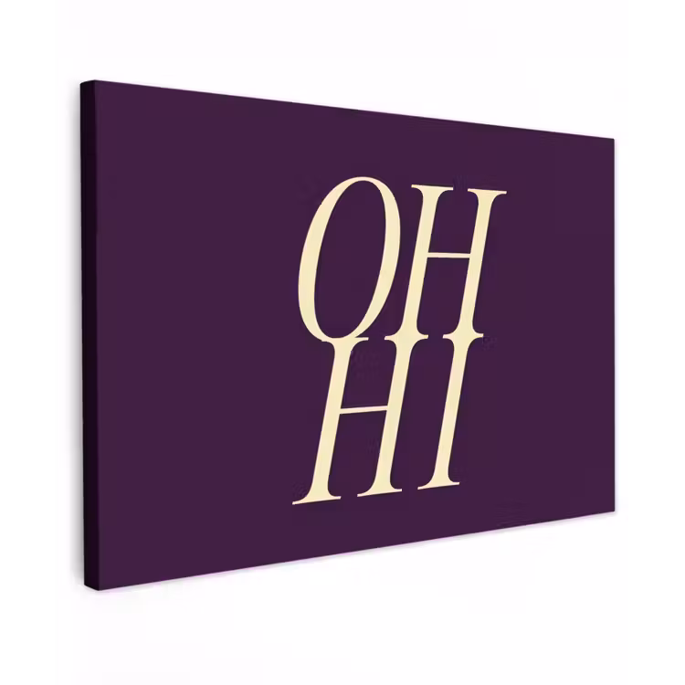 Canvas schilderij - Oh hi - Paars - Minimalistisch — 1
