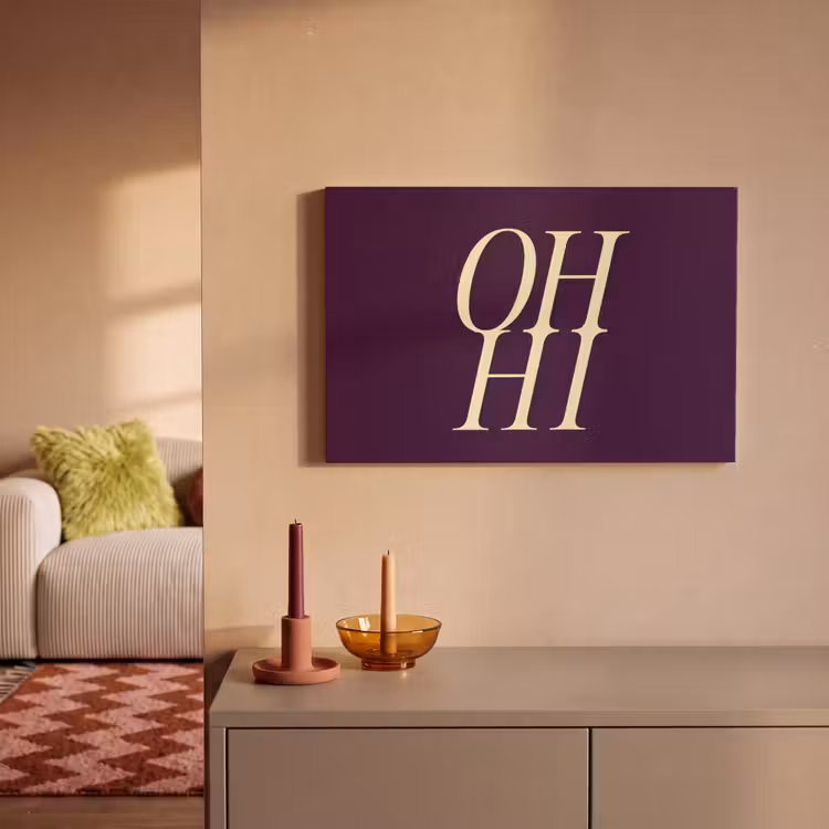Canvas schilderij - Oh hi - Paars - Minimalistisch — 2
