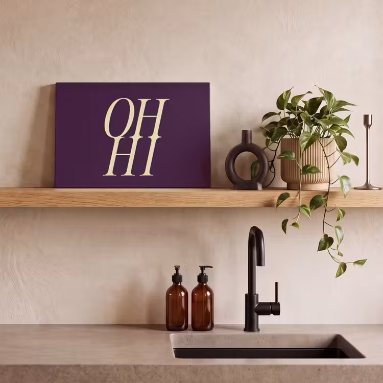 Canvas schilderij - Oh hi - Paars - Minimalistisch — 3