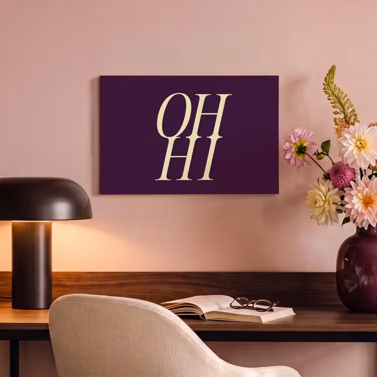 Canvas schilderij - Oh hi - Paars - Minimalistisch — 4
