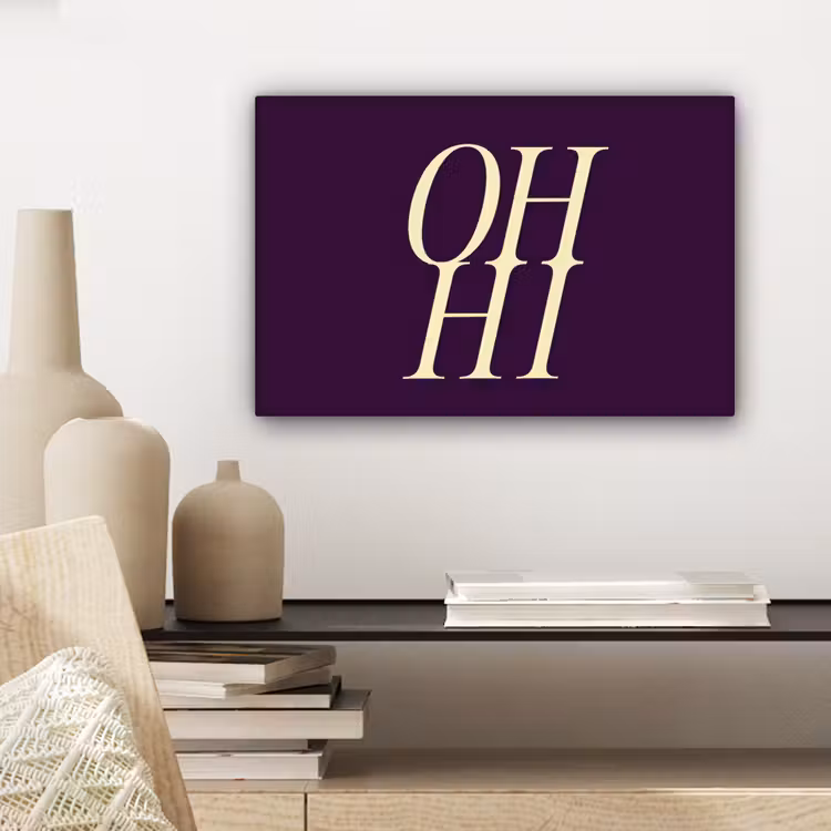 Canvas schilderij - Oh hi - Paars - Minimalistisch — 5