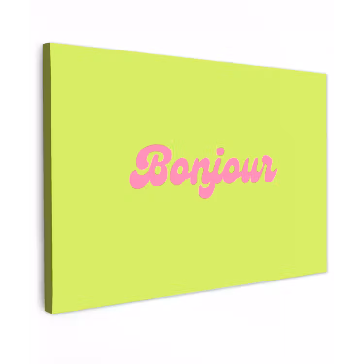 Canvas schilderij - Groen - Roze - Bonjour - Retro — 1