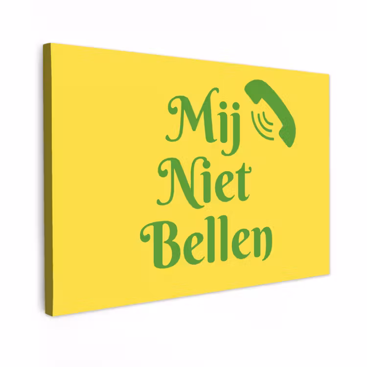 Canvas schilderij - Mij niet bellen - Telefoon - Geel — 1