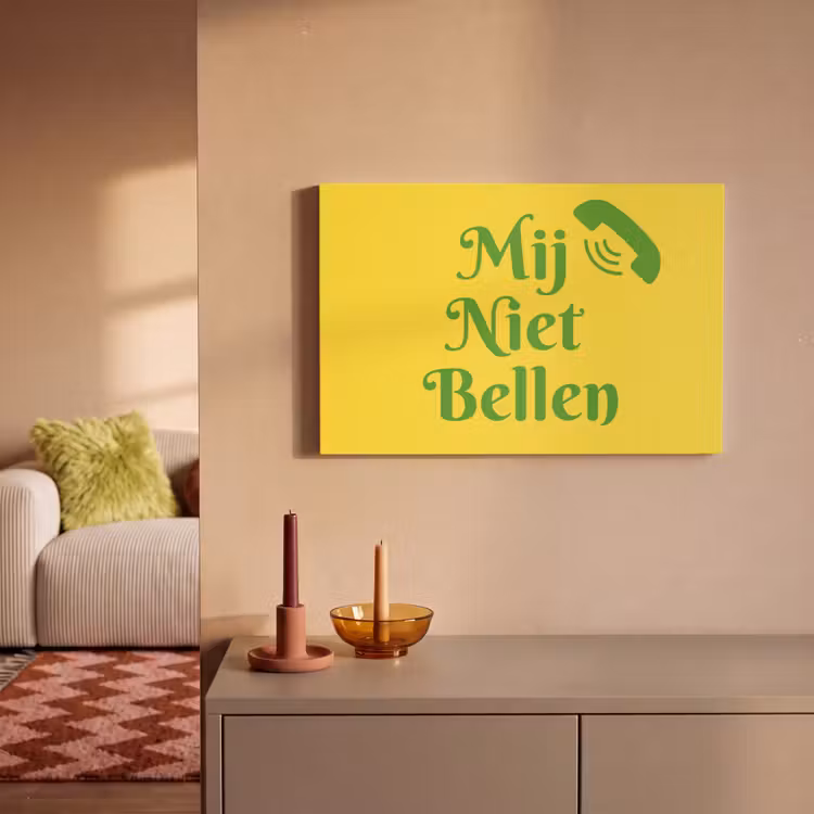 Canvas schilderij - Mij niet bellen - Telefoon - Geel — 2