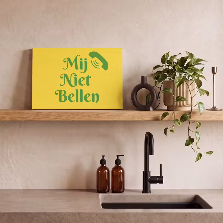 Canvas schilderij - Mij niet bellen - Telefoon - Geel — 3