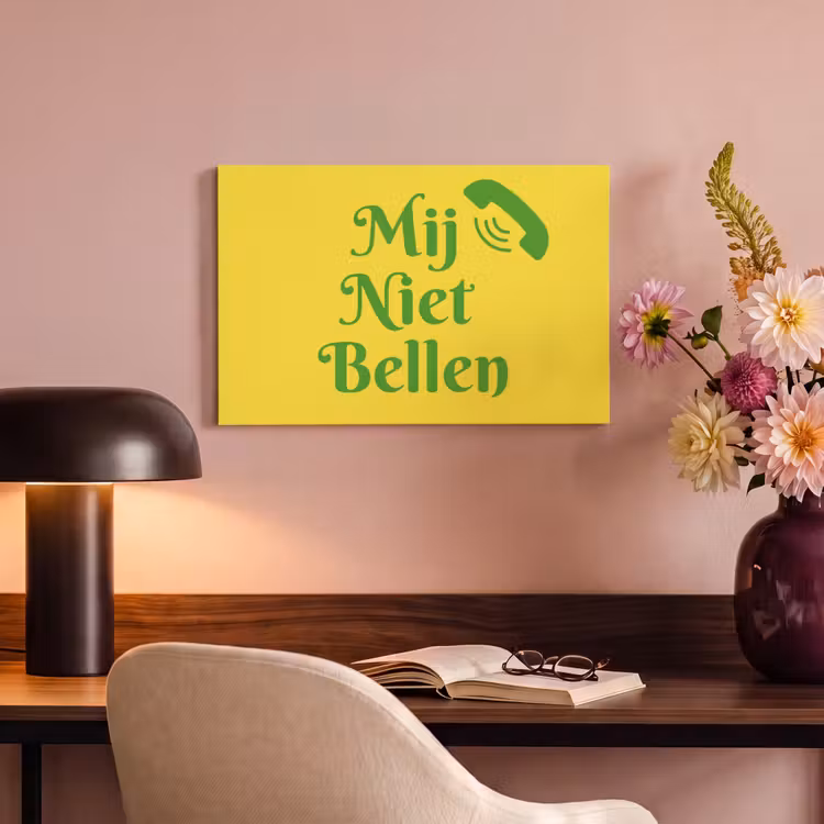 Canvas schilderij - Mij niet bellen - Telefoon - Geel — 4
