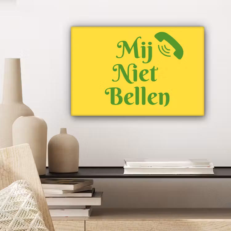 Canvas schilderij - Mij niet bellen - Telefoon - Geel — 5