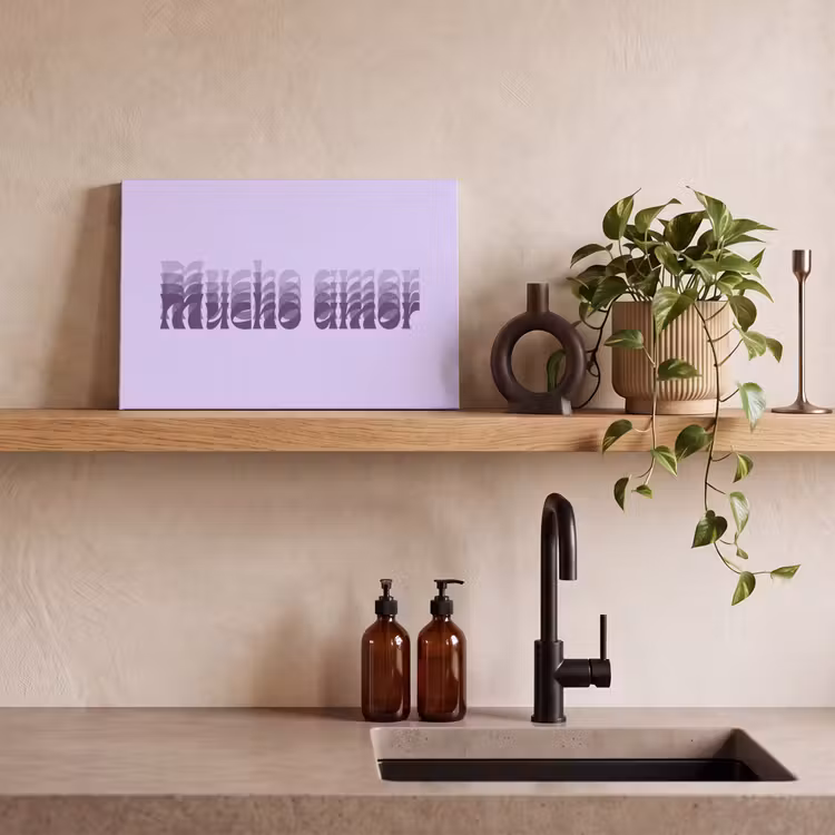 Canvas schilderij - Mucho amor - Paars - Gelaagde letters — 3