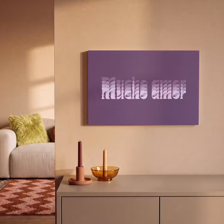 Canvas schilderij - Mucho amor - Paars - Grafisch — 2