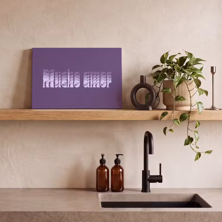 Canvas schilderij - Mucho amor - Paars - Grafisch — 3