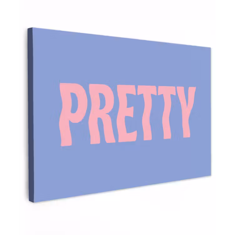 Canvas schilderij - Pretty - Roze - Blauw - Golvend — 1