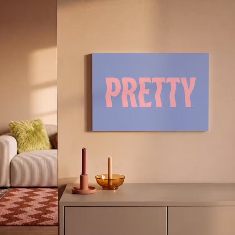 Canvas schilderij - Pretty - Roze - Blauw - Golvend — 2