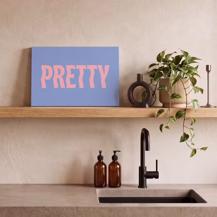 Canvas schilderij - Pretty - Roze - Blauw - Golvend — 3