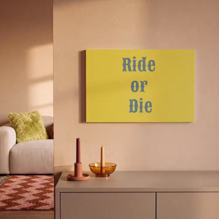 Canvas schilderij - Ride or die - Geel - Blauw — 2
