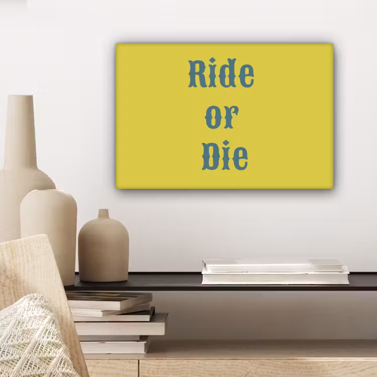 Canvas schilderij - Ride or die - Geel - Blauw — 5